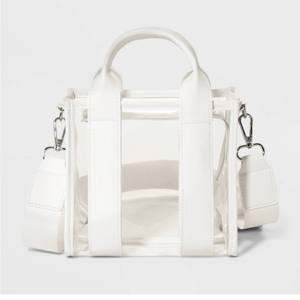 Clear cream white mini tote crossbody bag Wild Fable